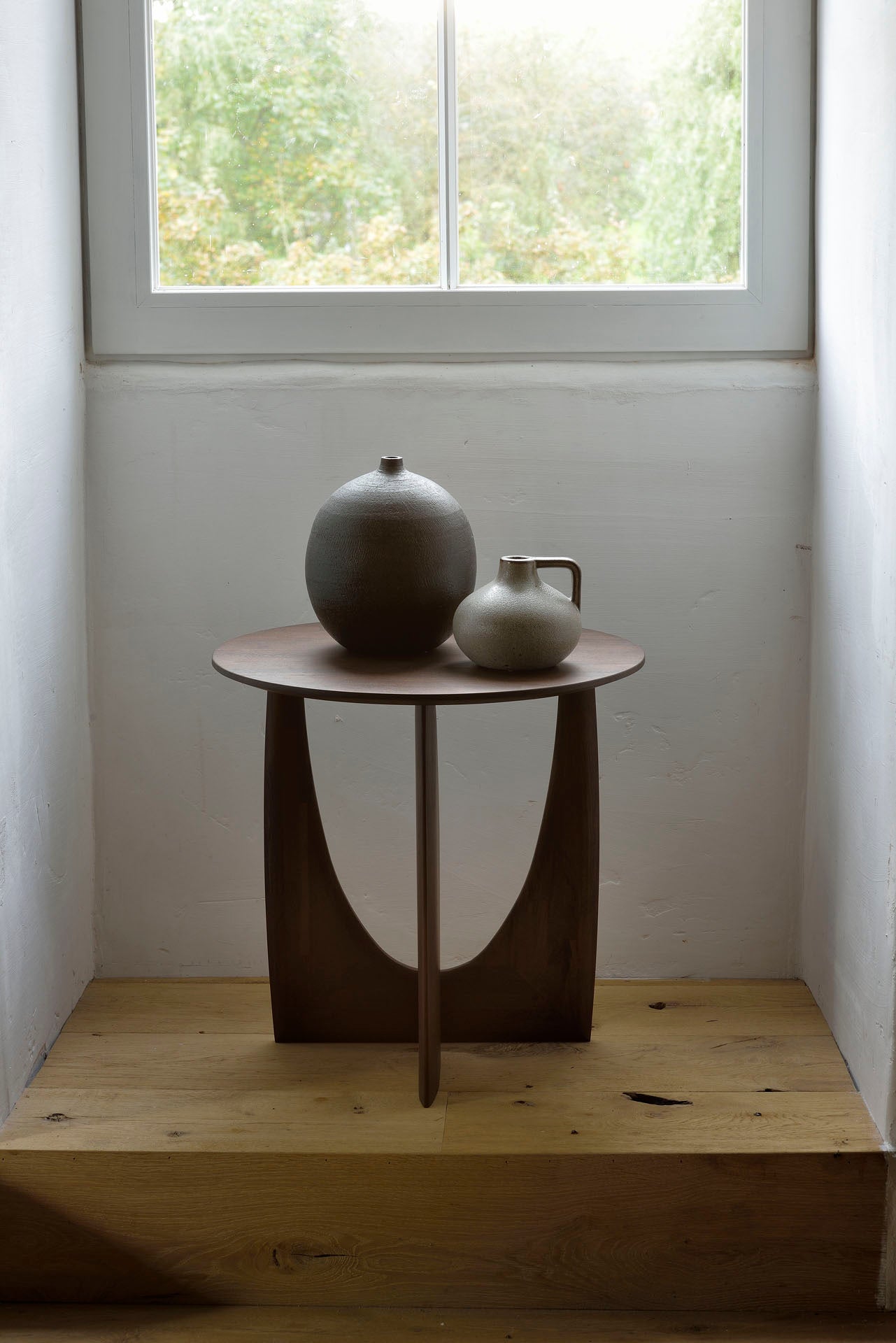 Geometric Teak Side Table