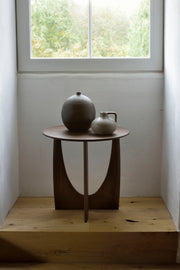 Geometric Teak Side Table