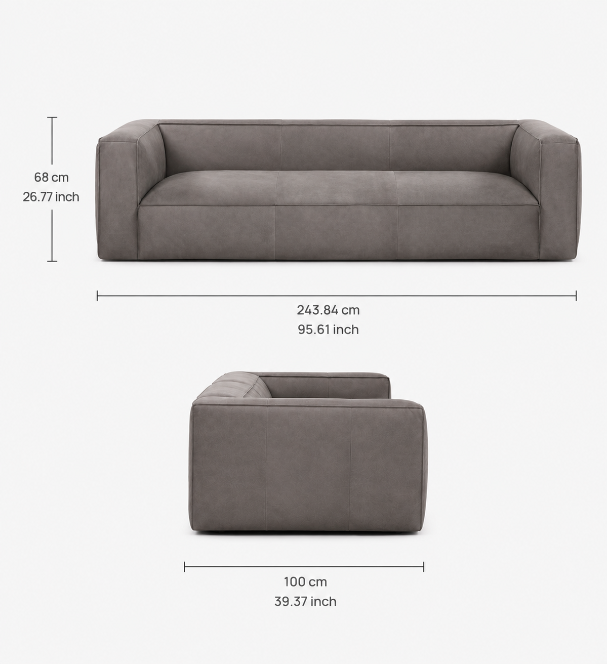 Raw Diva Sofa Utah Smoke leather