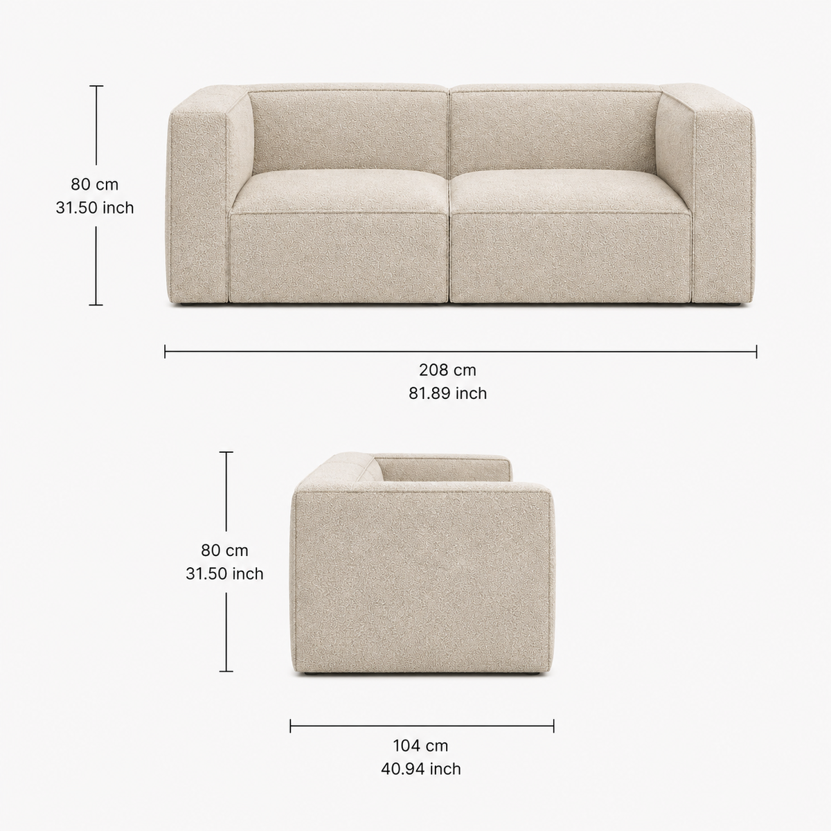 Diva – The Snug 2-Seater Sofa, Vista Vanilla, view 4