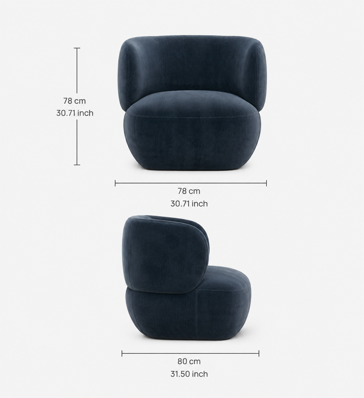 Patricia Swivel Chair Textured Velvet Moonlight, view 3