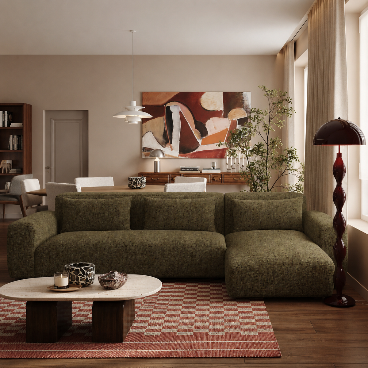 Sheena L shape Promise Olive, view 3