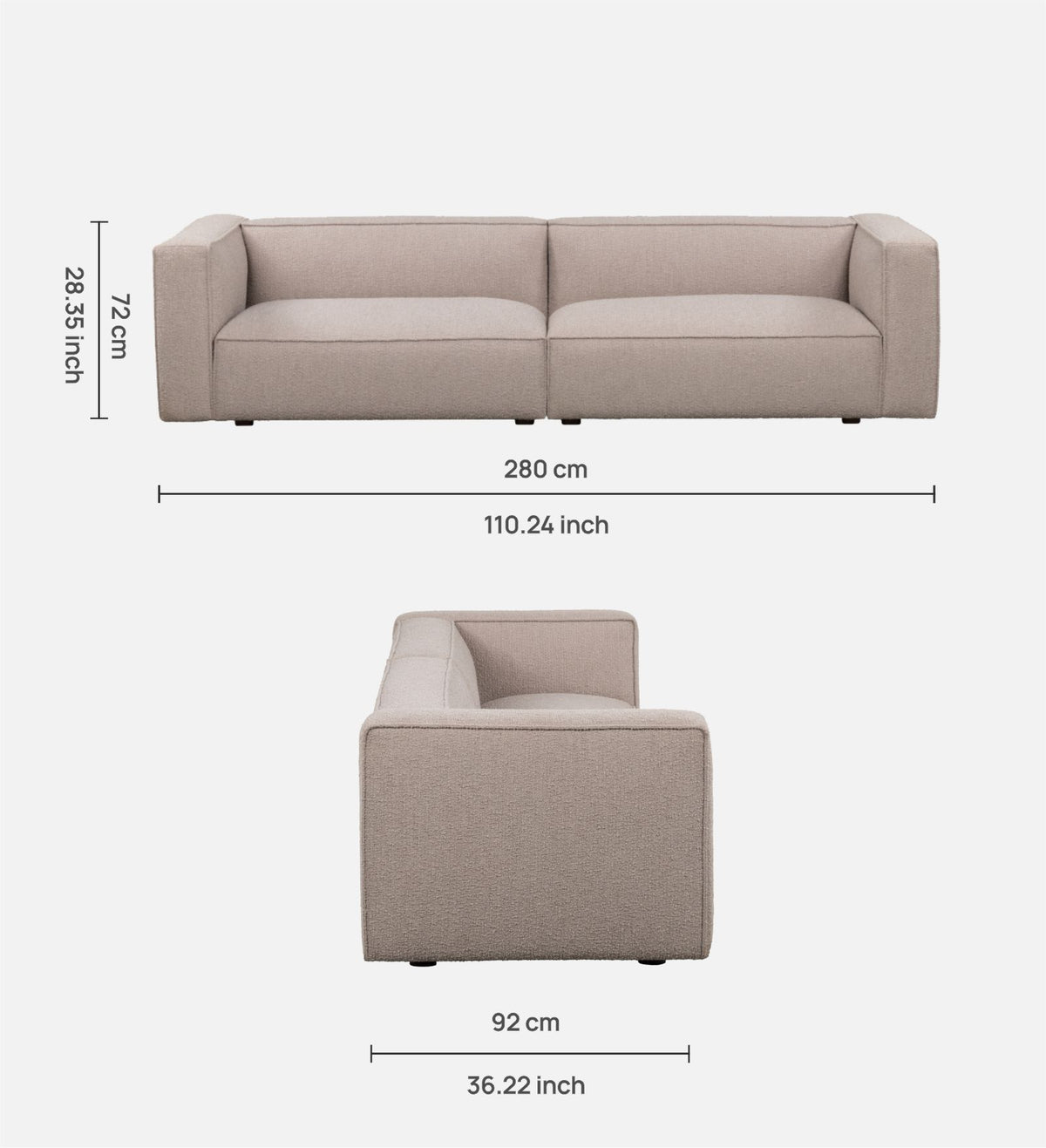Aretha 4 Seater Boucle Mink, view 5