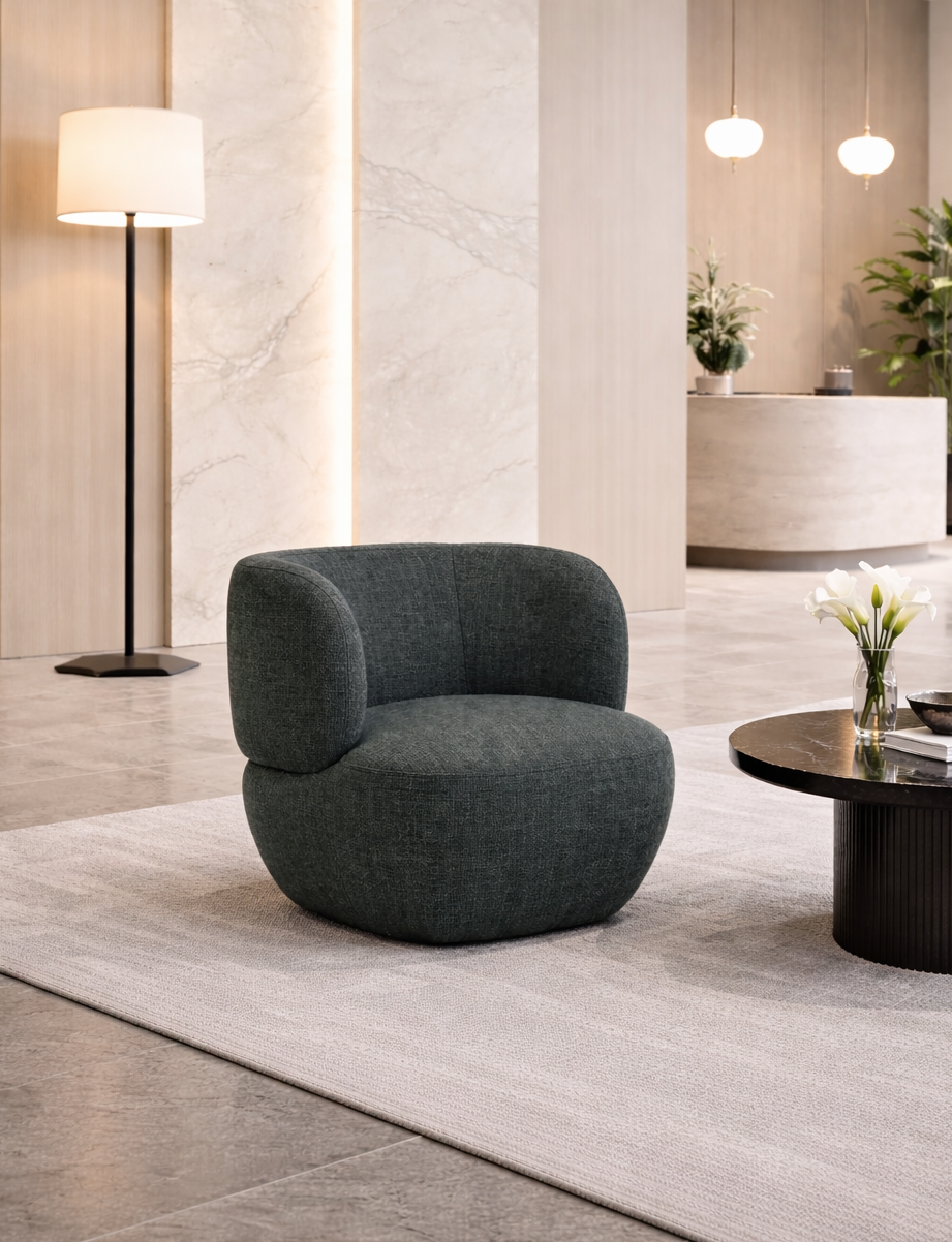 Patricia Swivel Chair Textured Velvet Moonlight