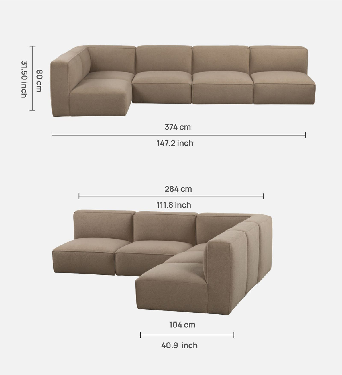 Diva – The TV Room 6-Seater Sofa, Kairo Sand, view 4