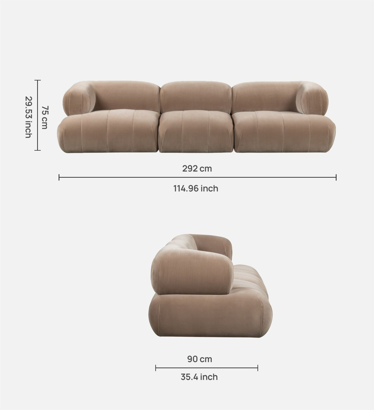 Leon 4 Seater Sofa Cotton Mink, view 6
