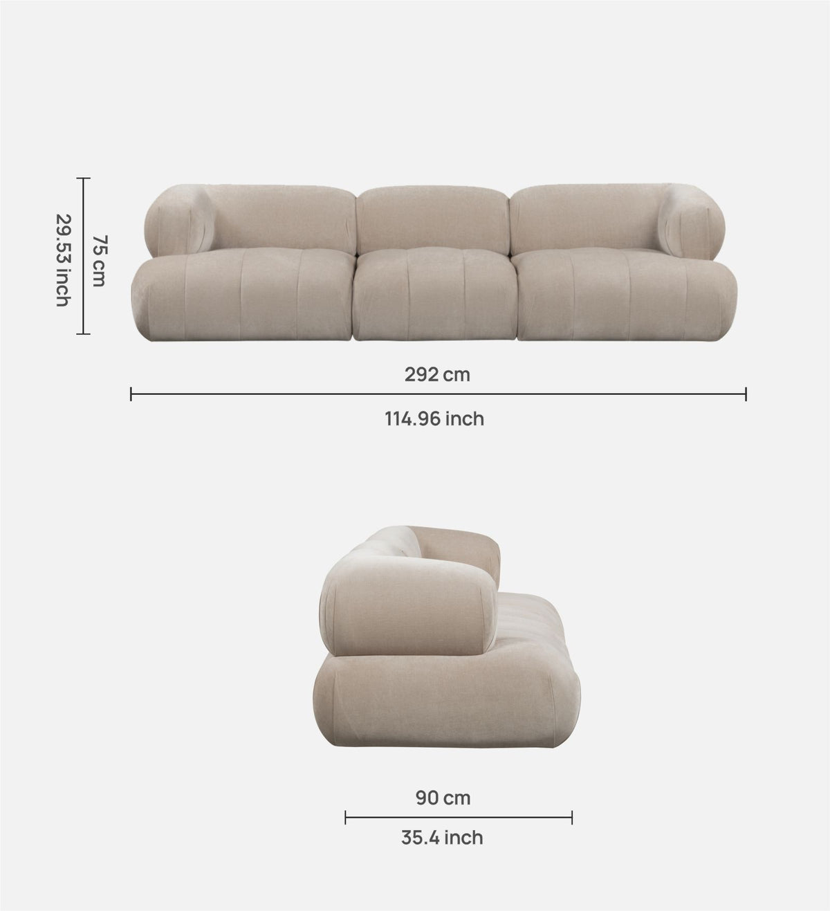 Leon 4 Seater Velvet Natural, view 5