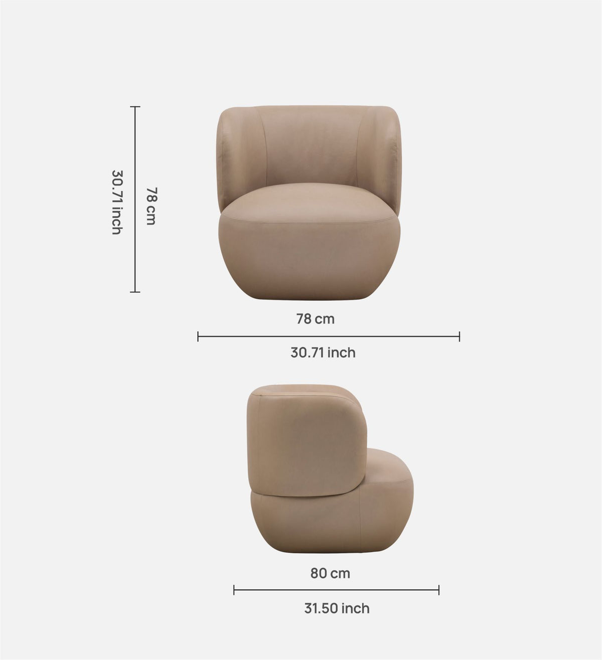 Patricia Swivel Chair Chalk Mink Leather, view 4