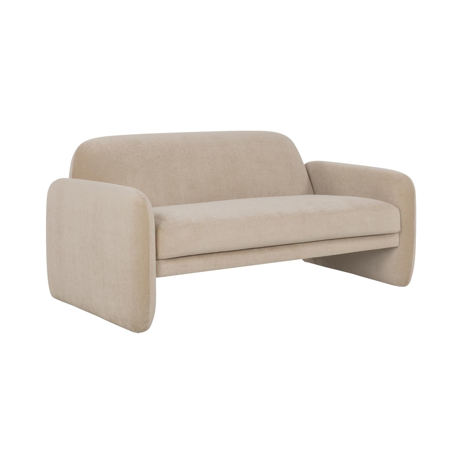Ruby Loveseat Sofa Textured Velvet Natural