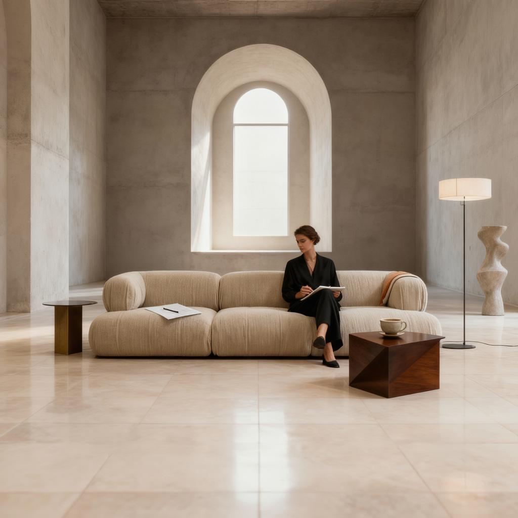 Leon 4 Seater Velvet Natural