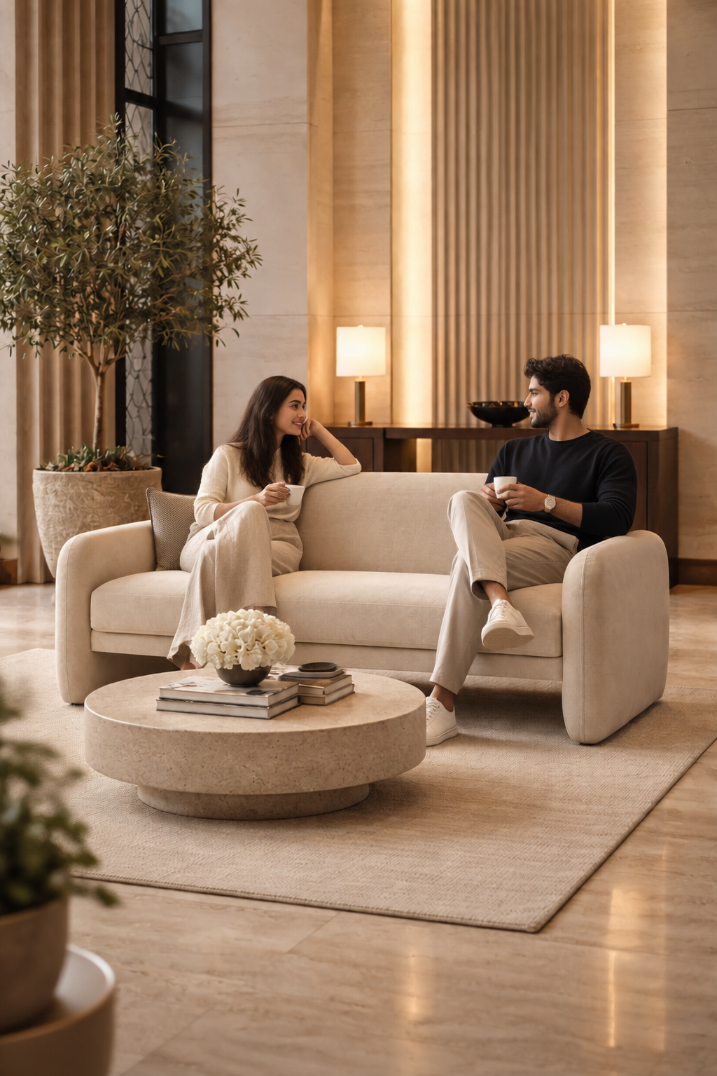 Ruby Loveseat Sofa Textured Velvet Natural, view 2